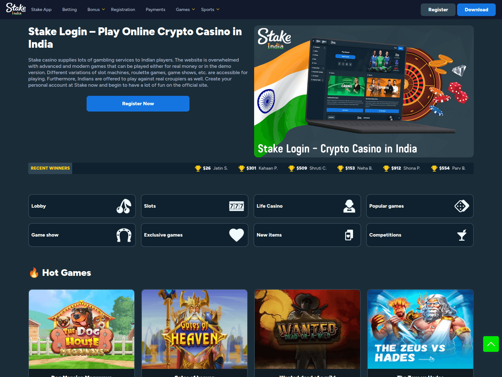 Screenshot of stake-casino-india-official.com