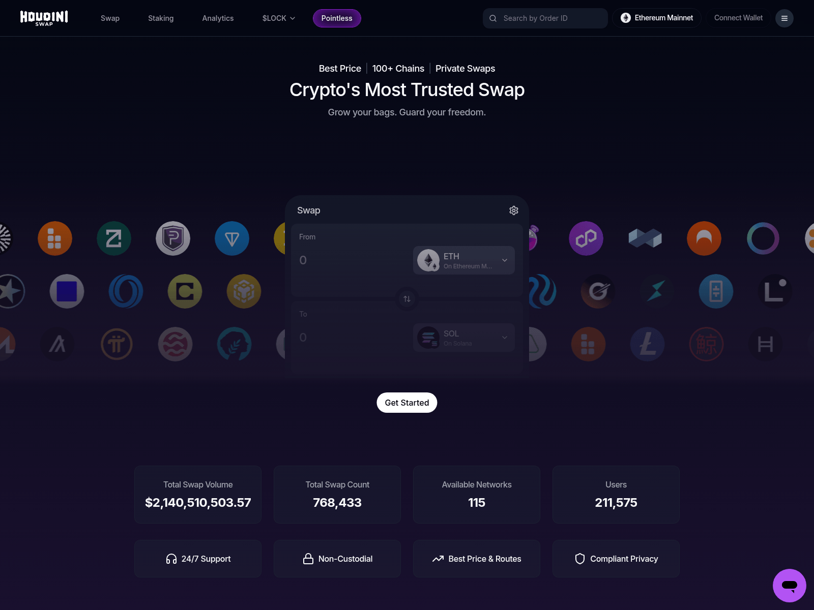 Screenshot of hhoudiniswap.com