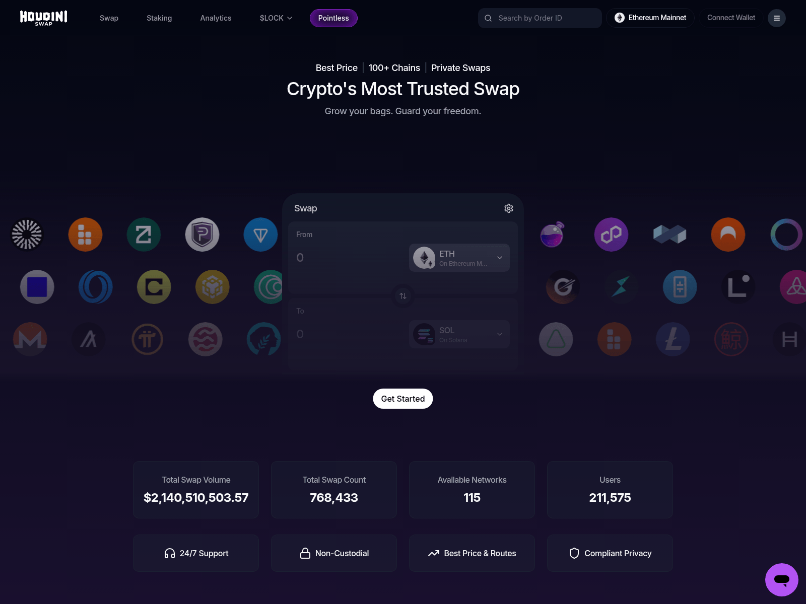 Screenshot of houdinoswap.com