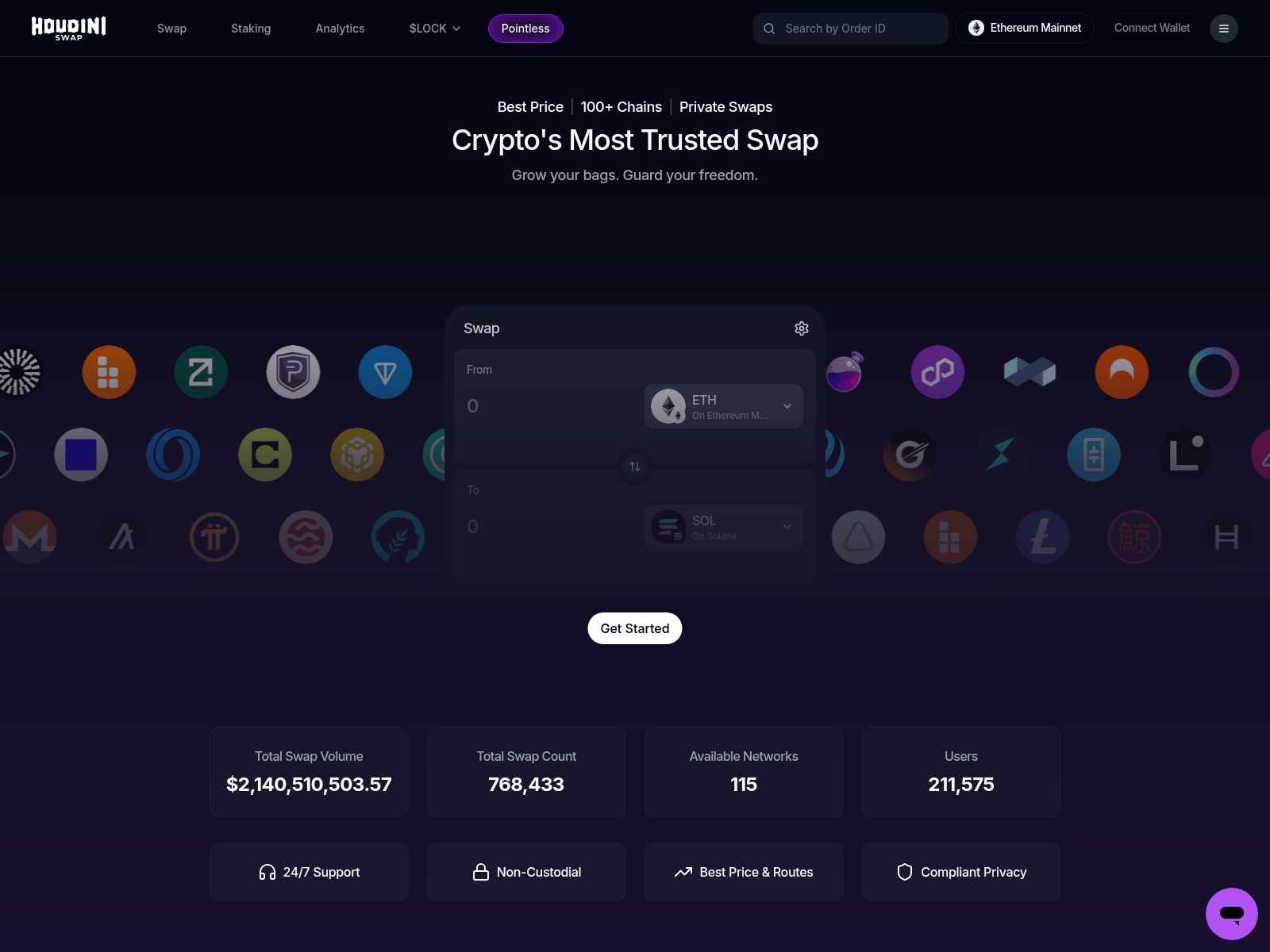 Screenshot of houdinniswap.com