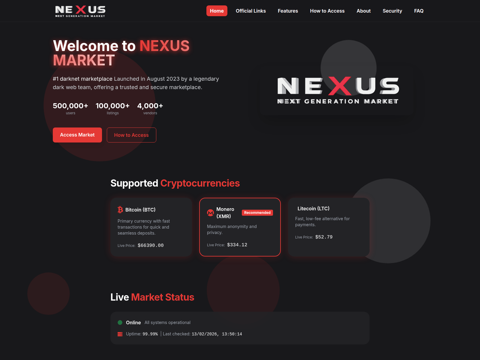 Screenshot of nexusmarket-darknet.info