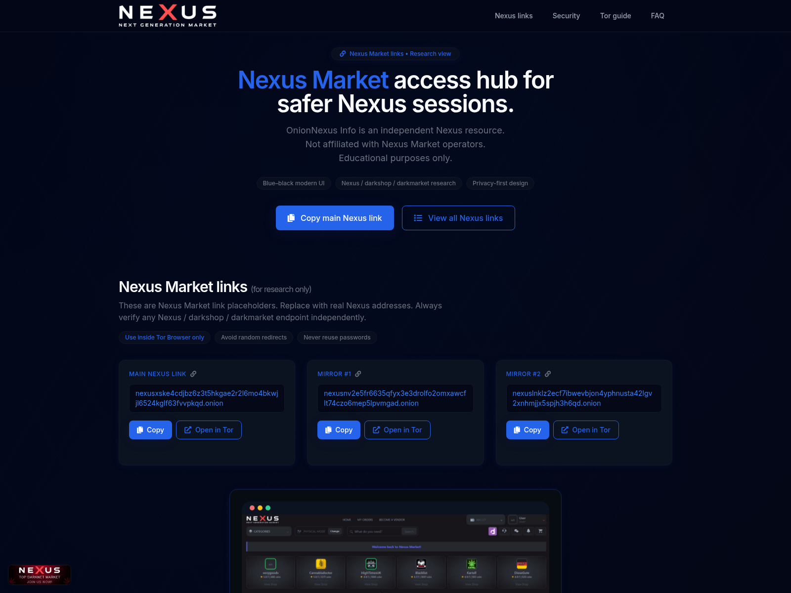 Screenshot of onionnexus.info