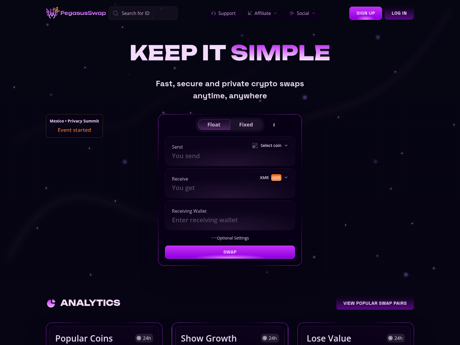 Screenshot of pegawusswap.com