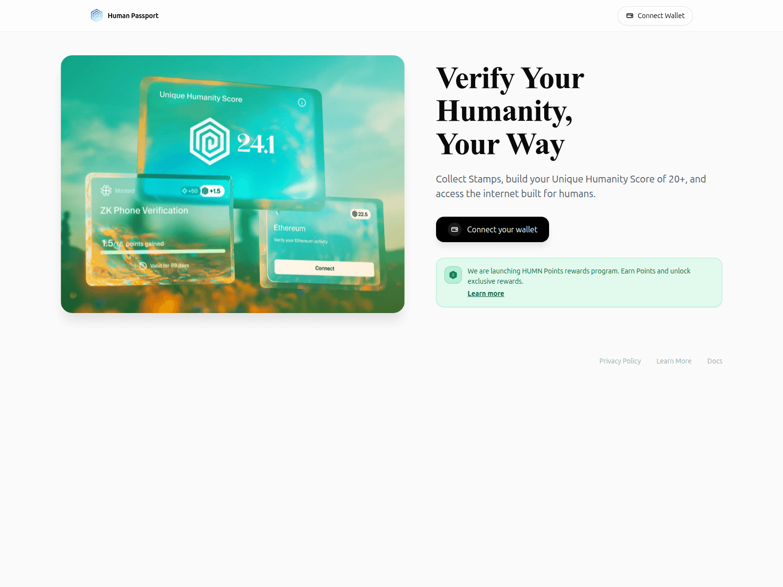 Screenshot of humanpassport.live