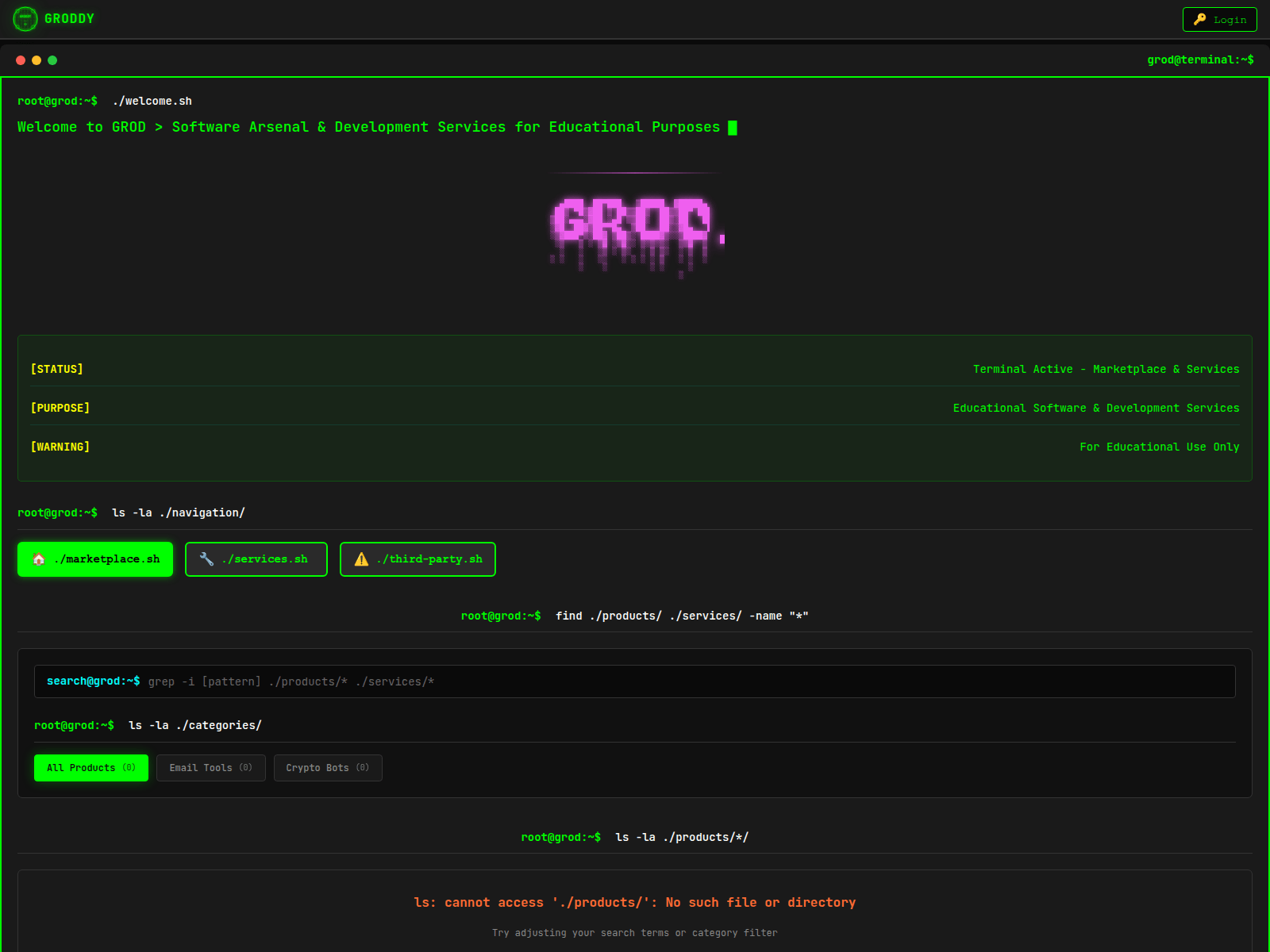 Screenshot of groddy.run