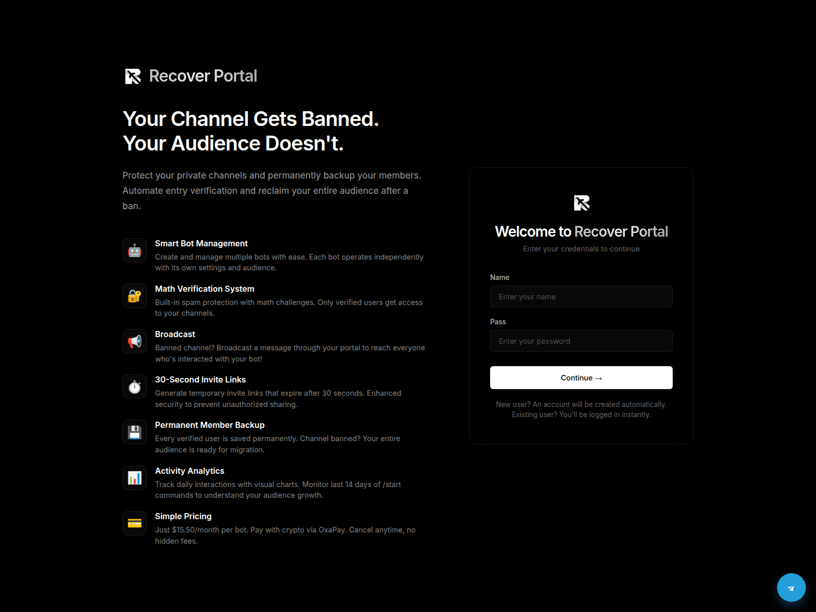 Screenshot of recportal.xyz