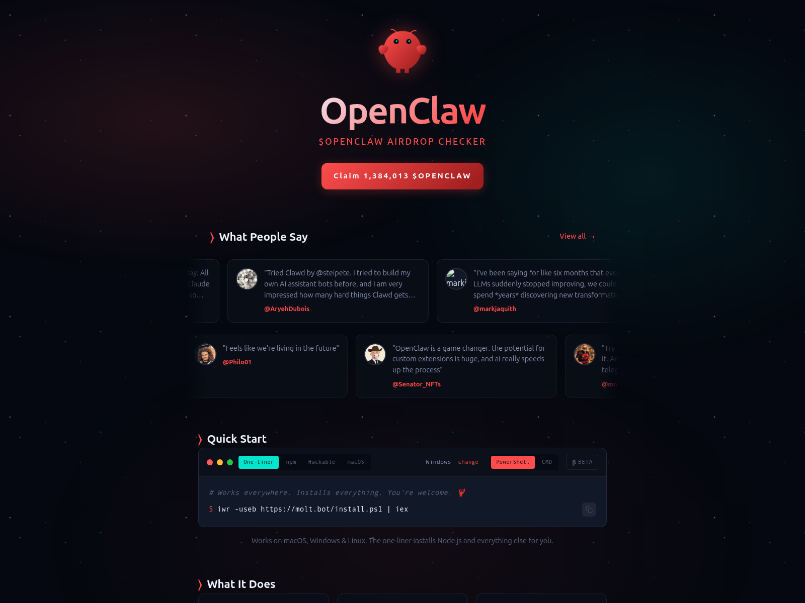 Screenshot of opensclaw.com