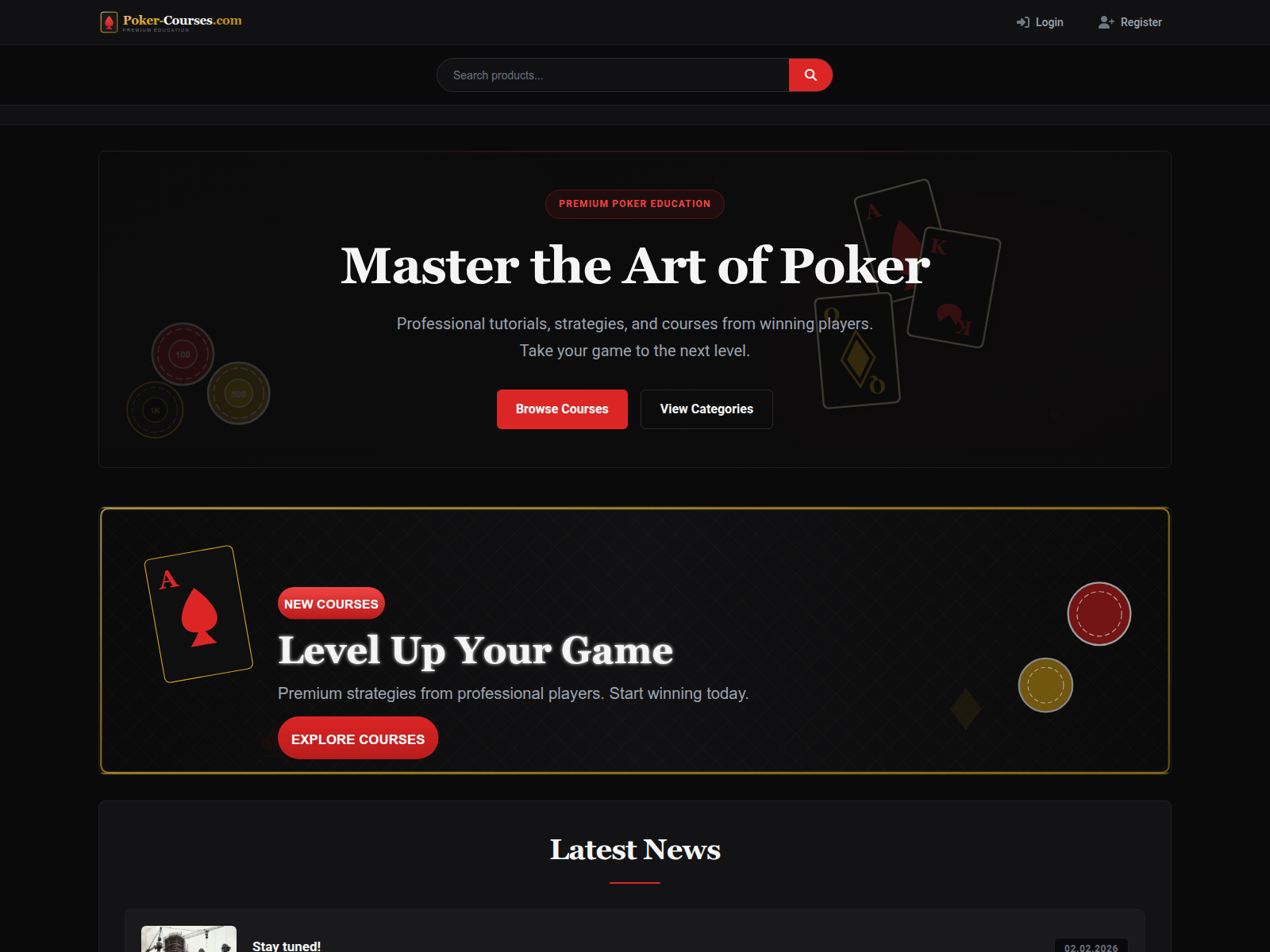 Screenshot of poker-courses.com