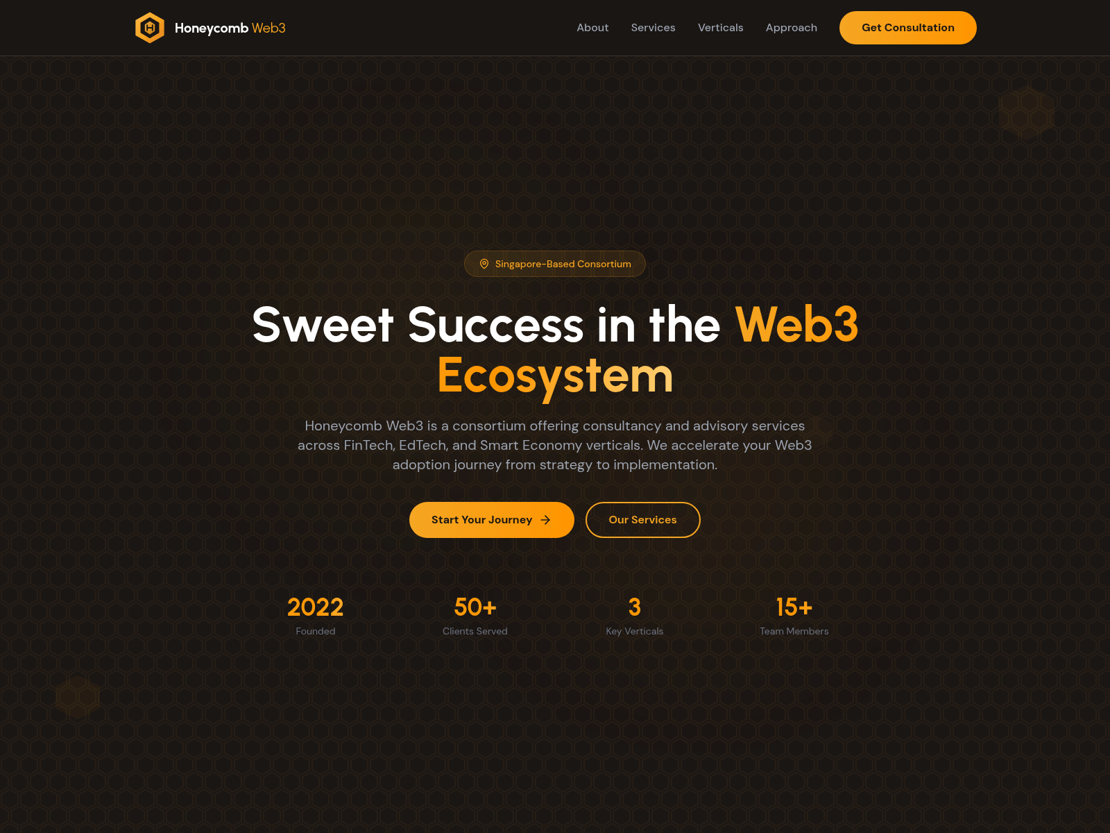 Screenshot of honeycomb-web3.com