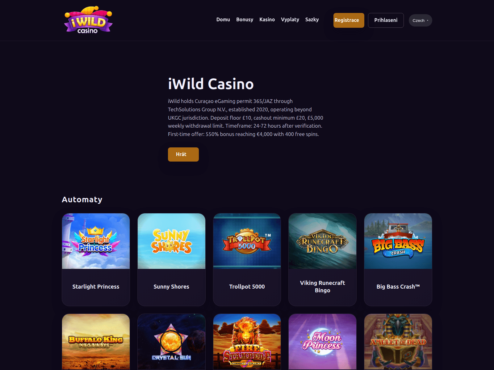 Screenshot of iwild-casino-uk.com