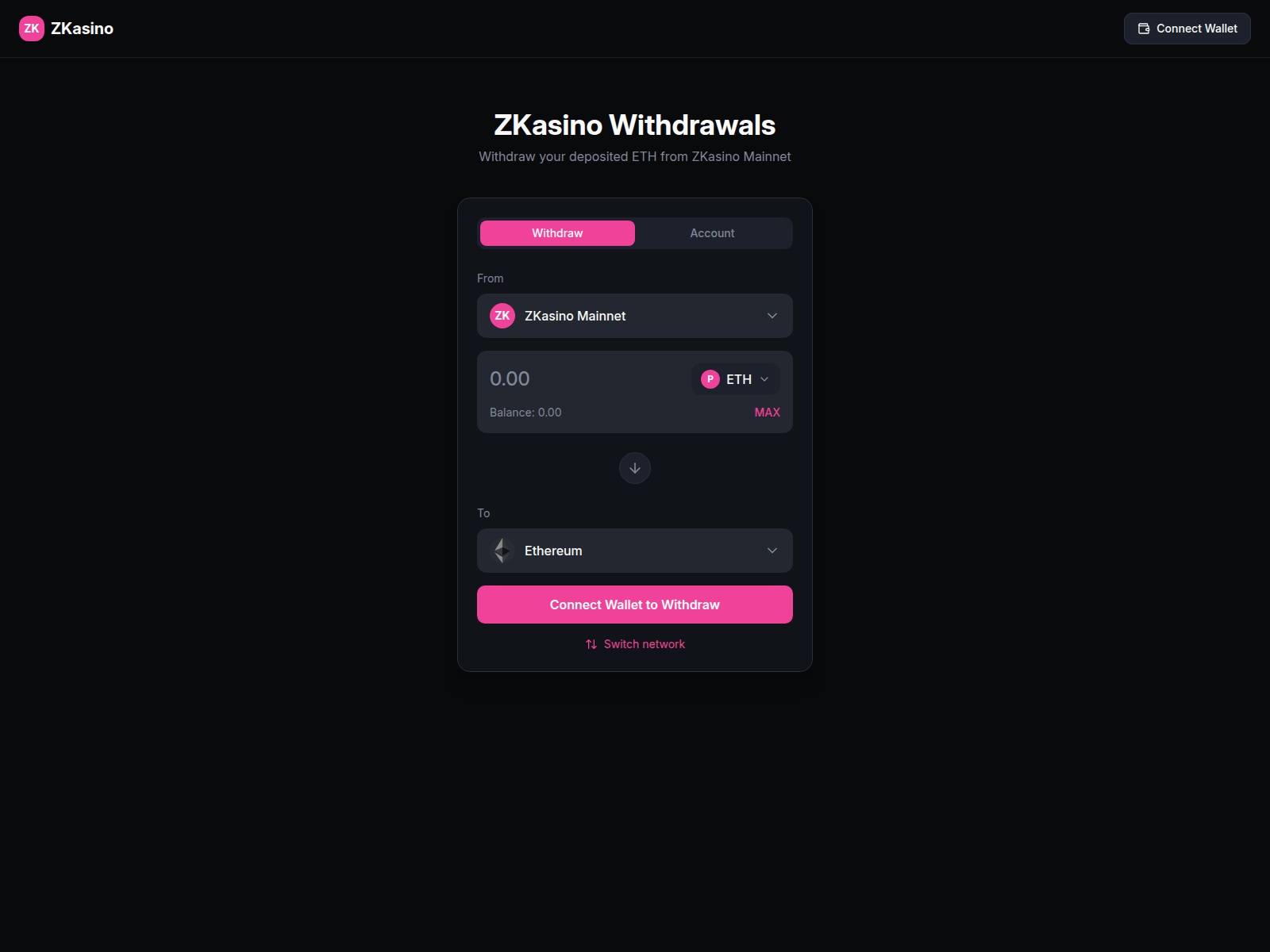Screenshot of withdraw-zkasino.xyz