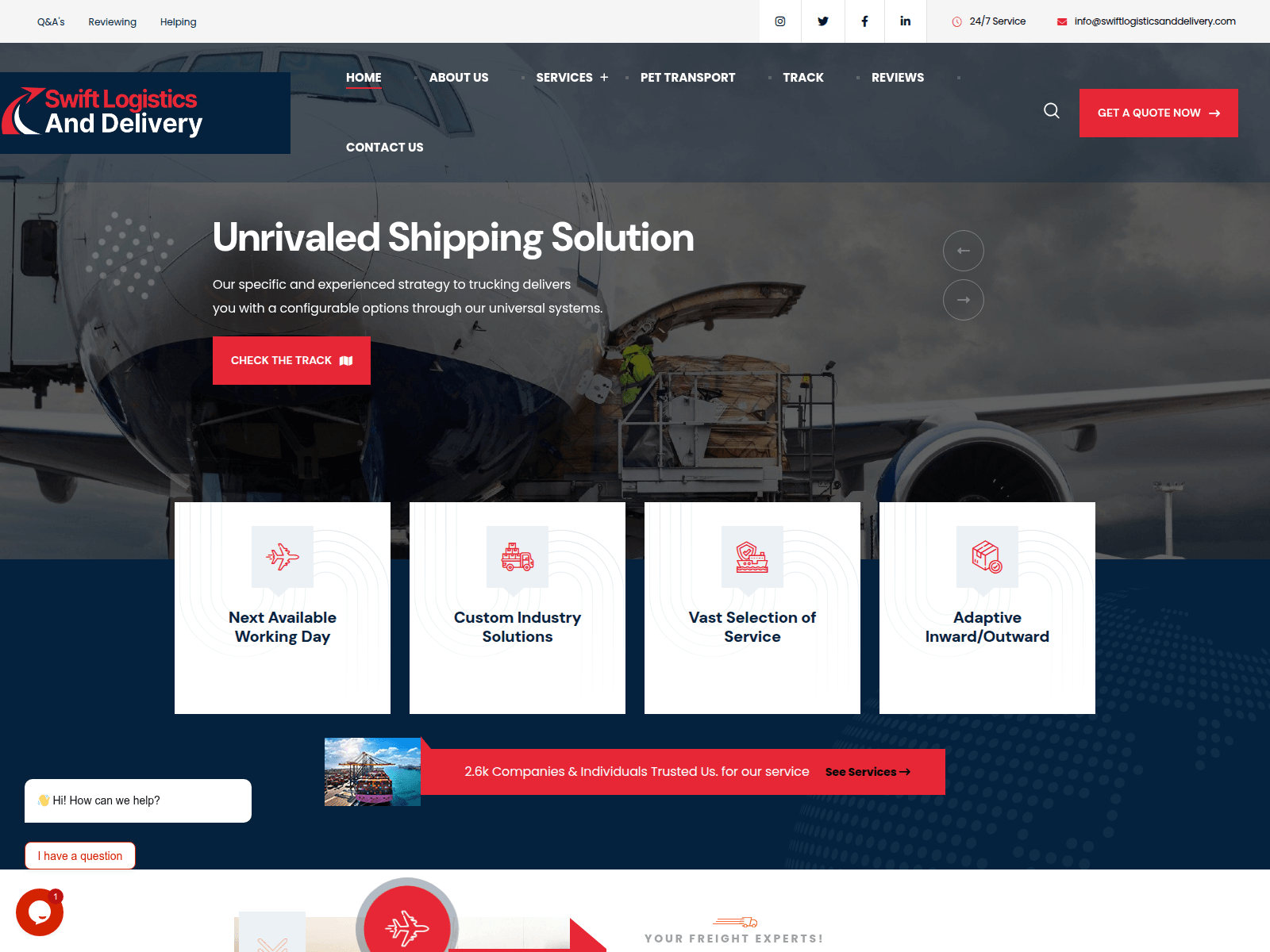 Screenshot of swiftlogisticsanddelivery.com