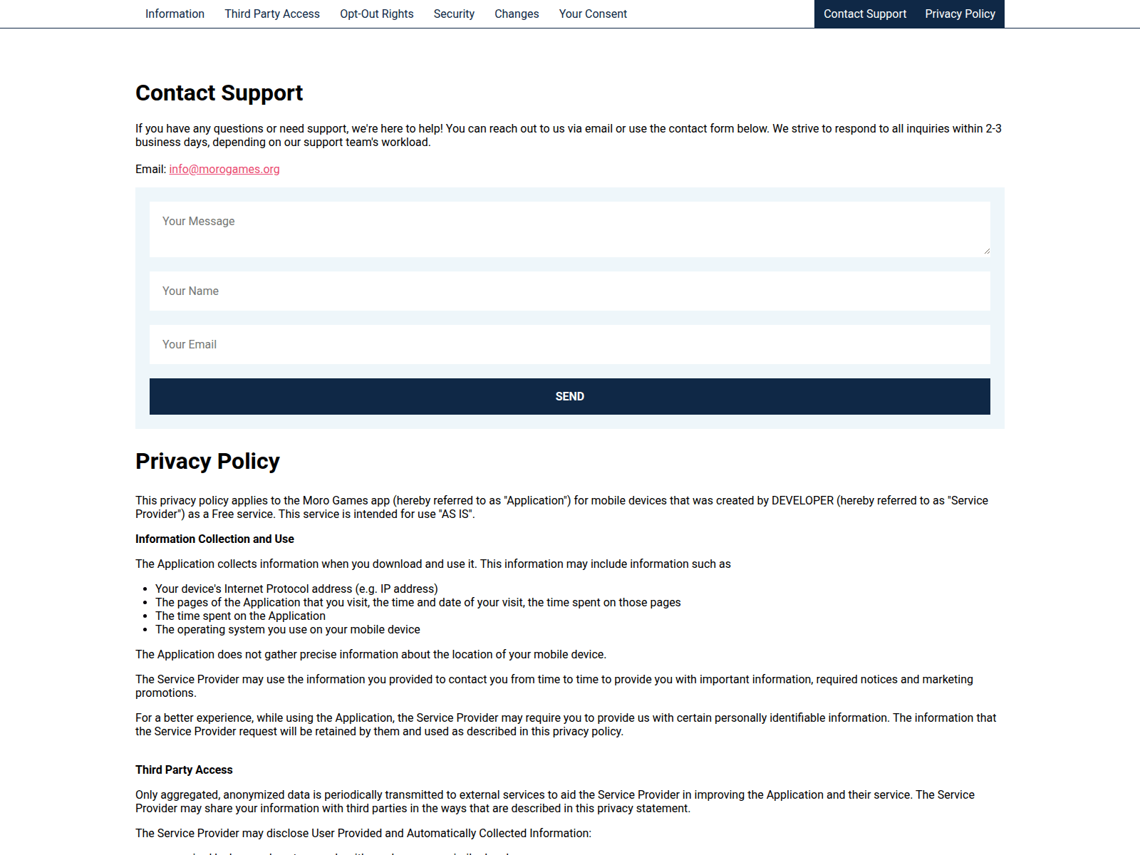 Screenshot of morogames.org