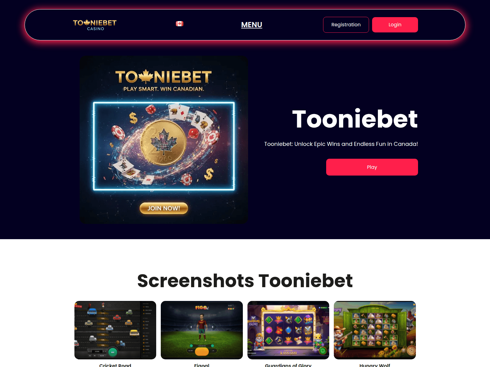 Screenshot of tooniebet.art