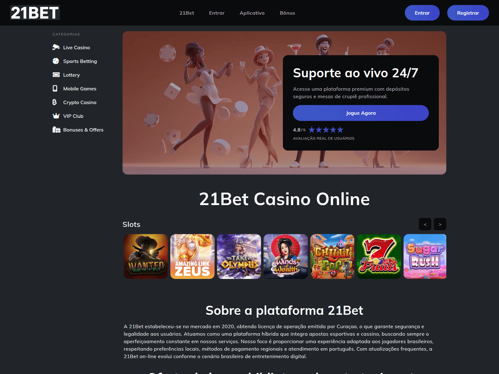 Screenshot of 21betbrazil.bet