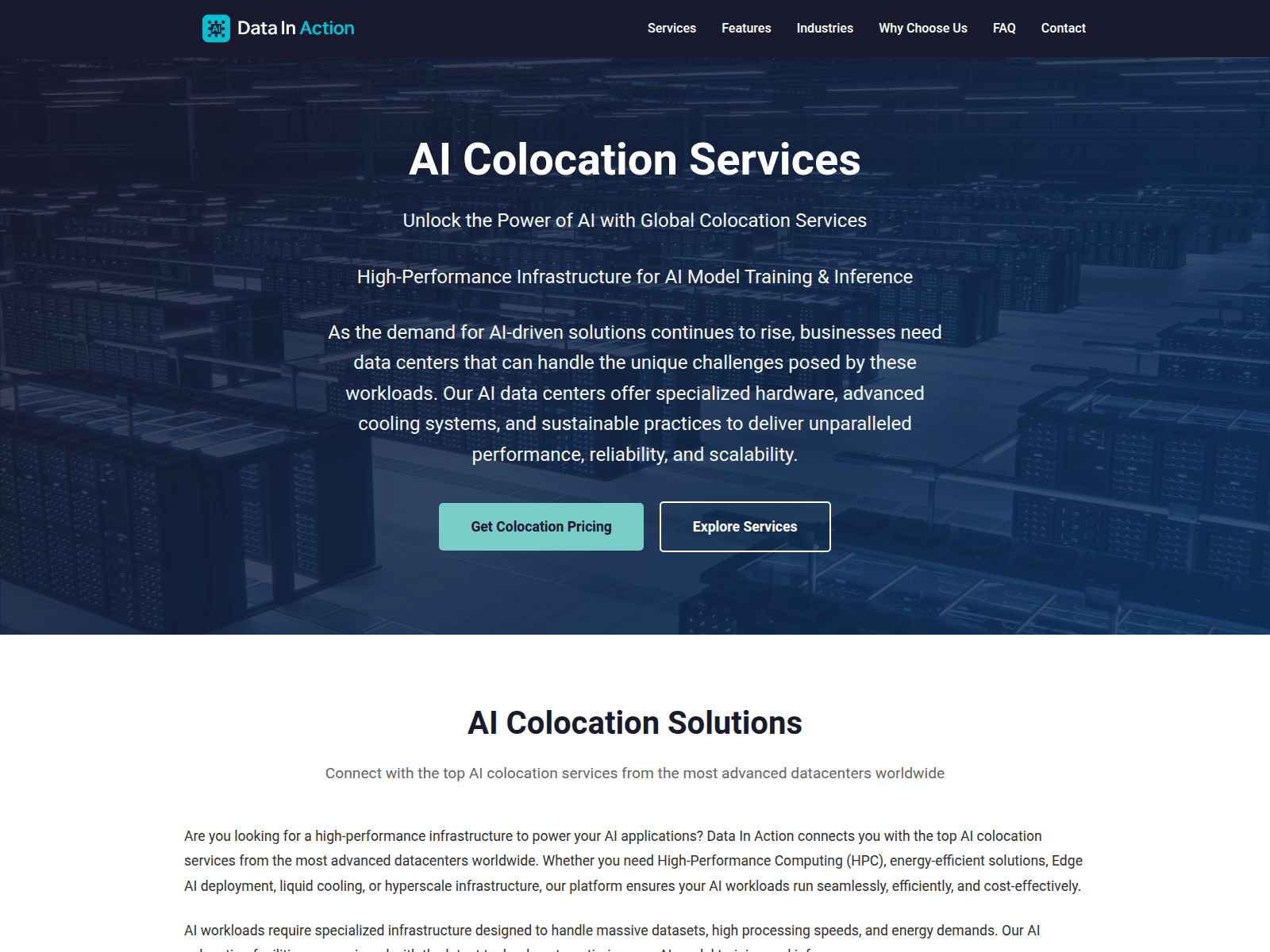Screenshot of gpu-colocation.com