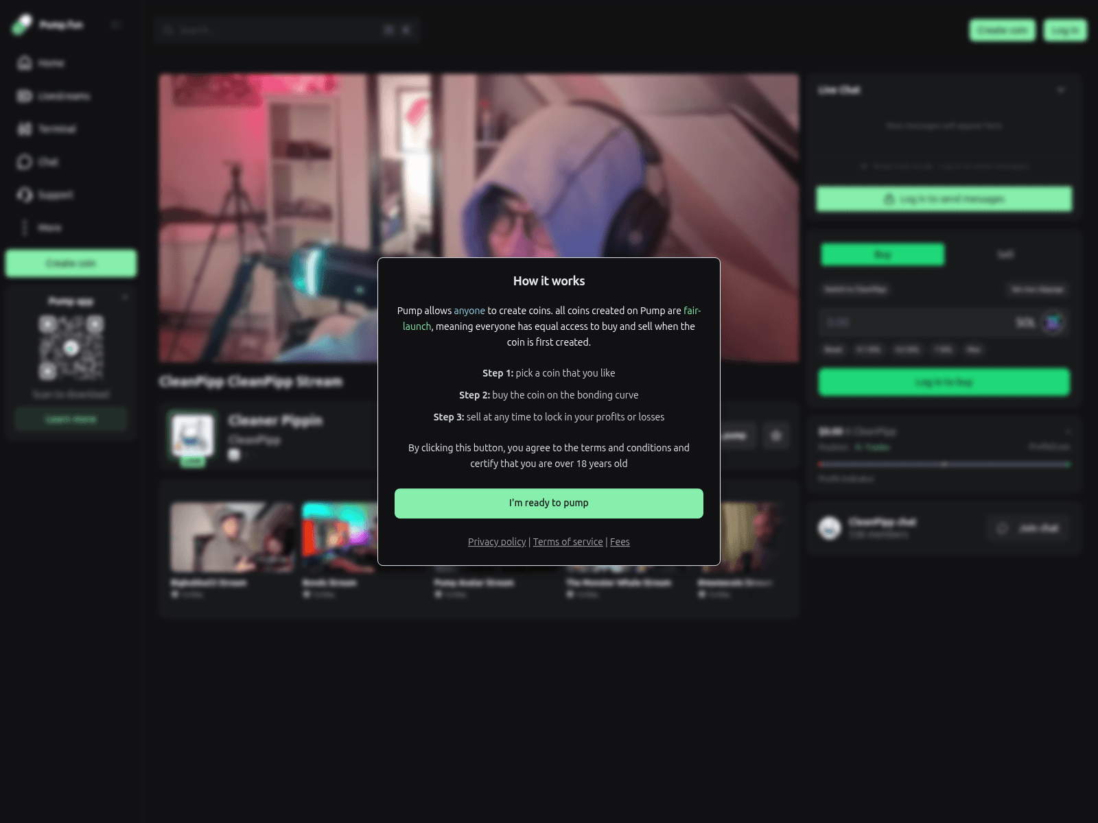 Screenshot of pvump.fun