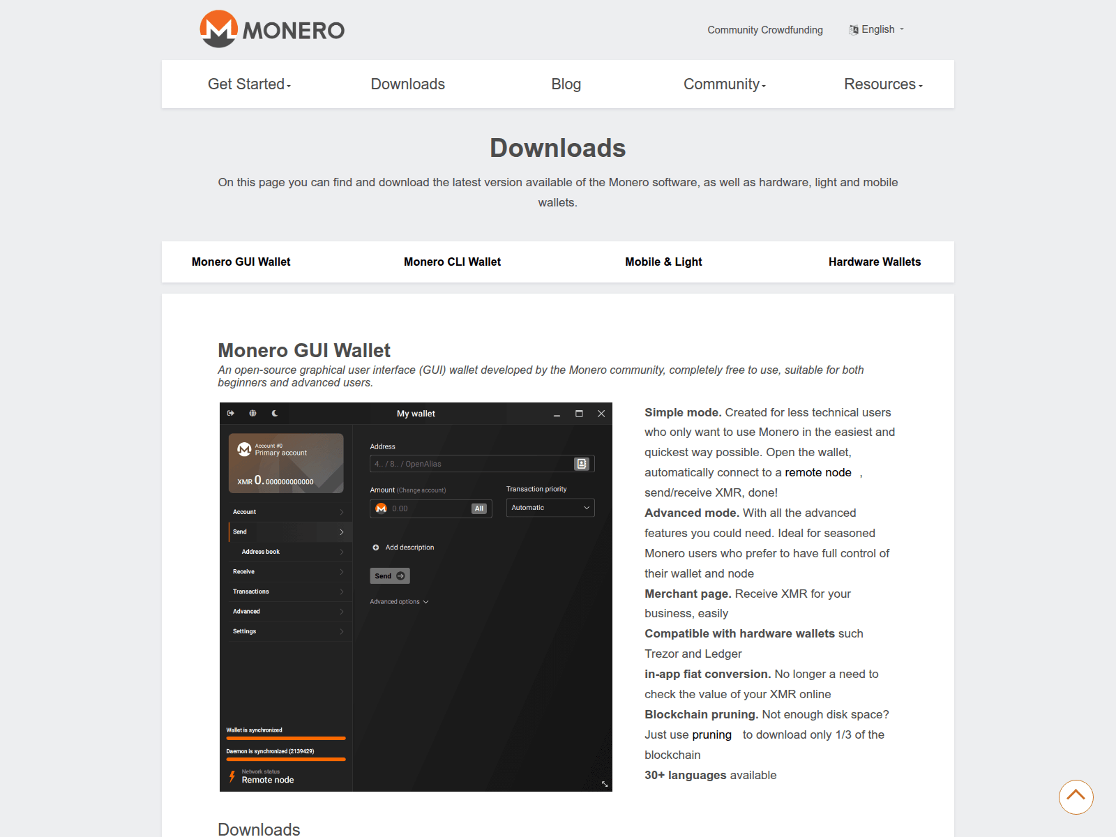 Screenshot of monero-wallet.net