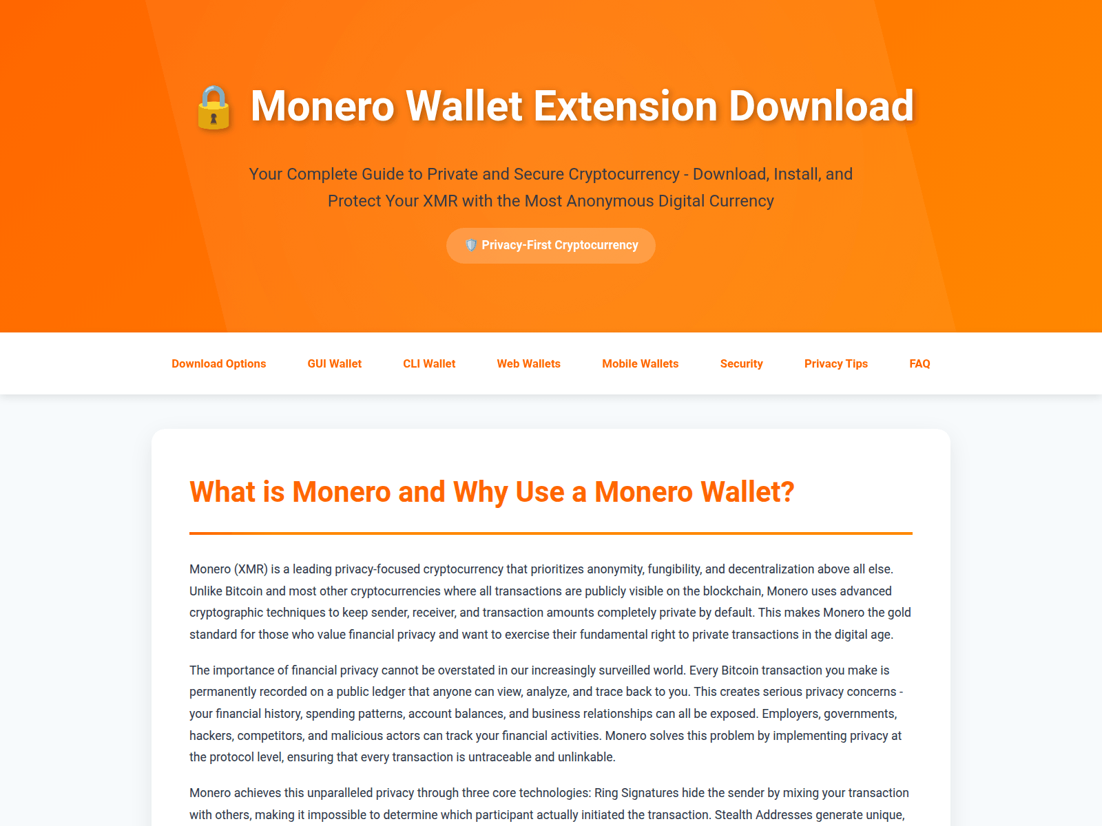 Screenshot of monero-wallet.at