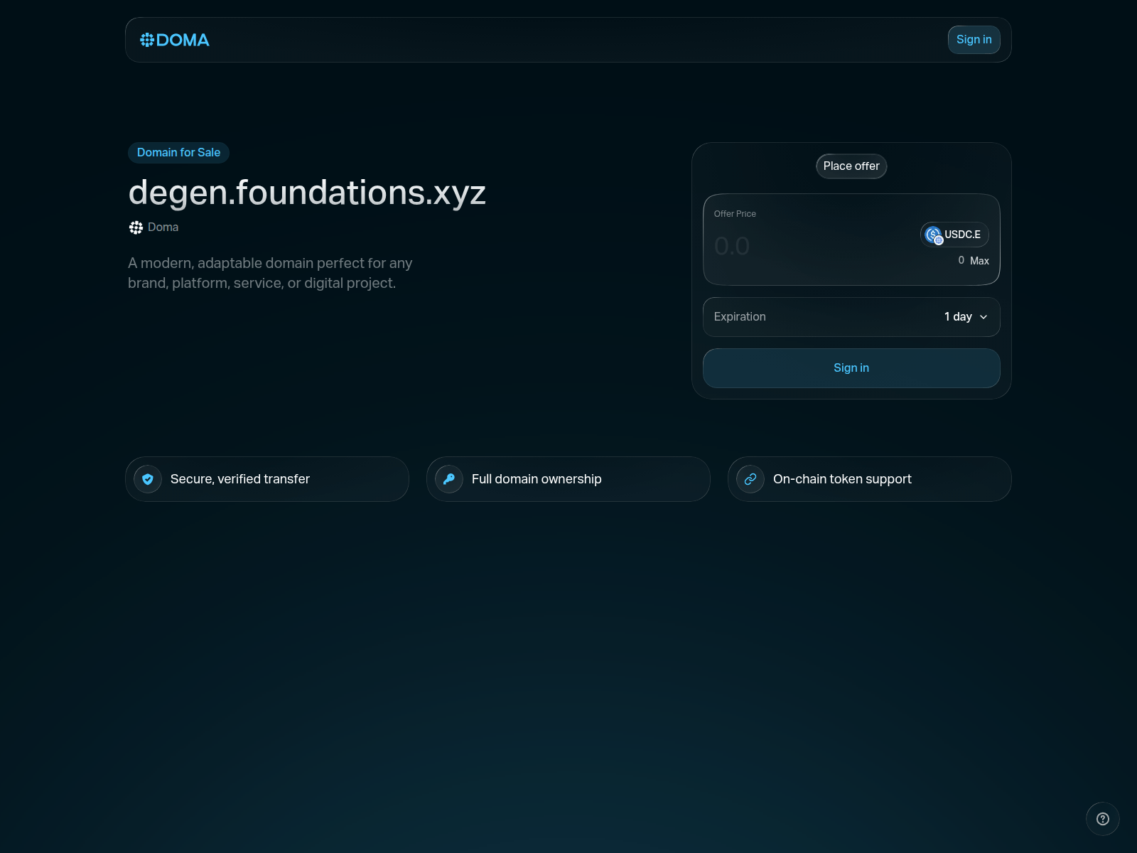 Screenshot of degen.foundations.xyz
