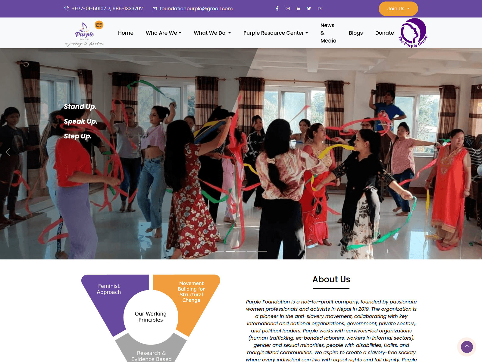 Screenshot of purplefoundation.org.np