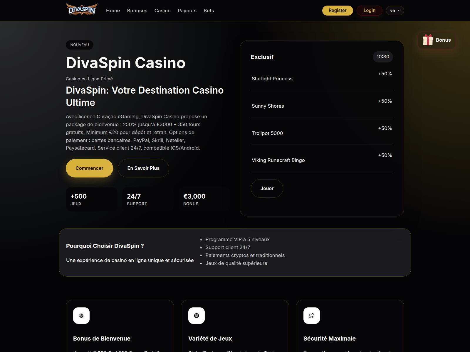 Screenshot of divaspincasino-fr.org