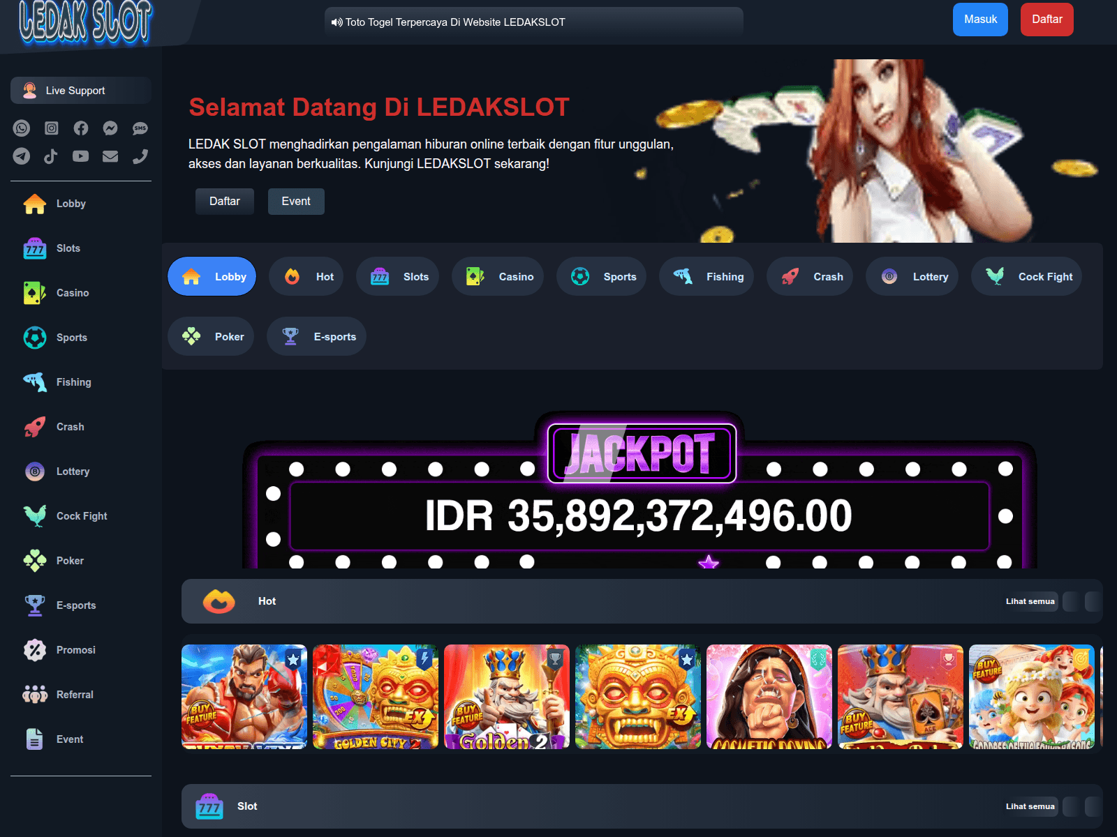 Screenshot von ledakslot.com