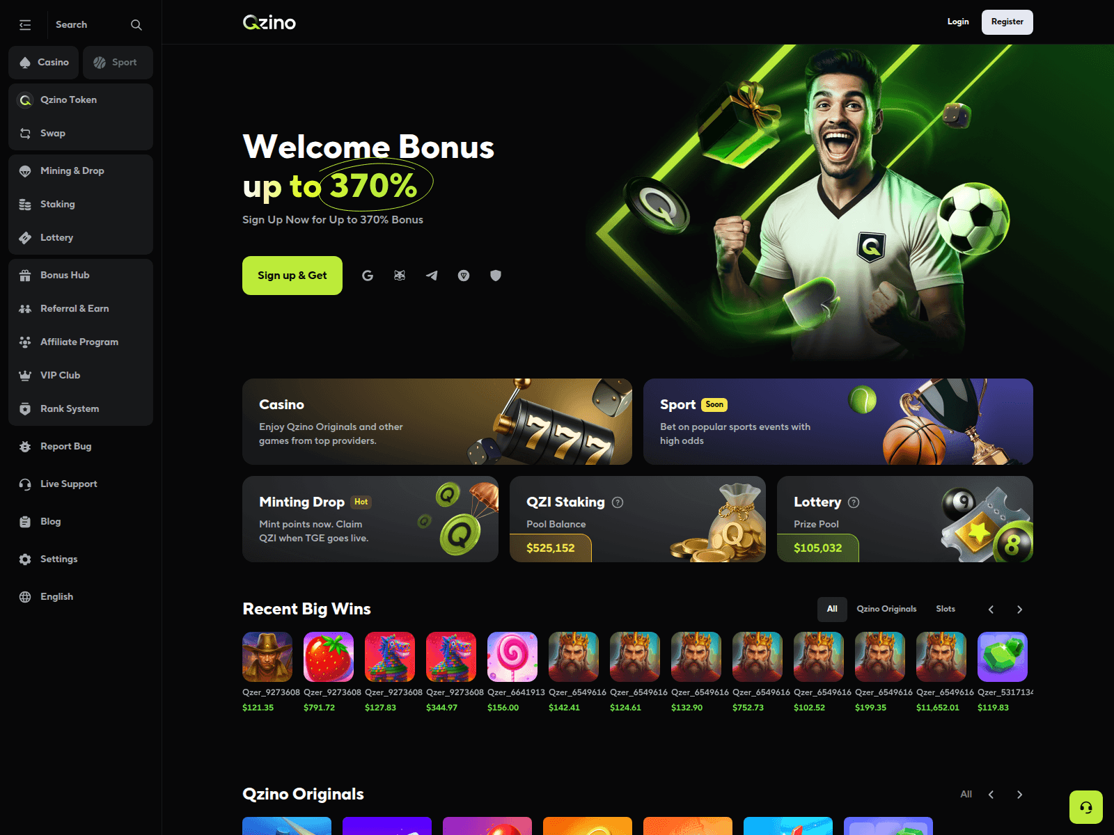 Screenshot of qzino.io