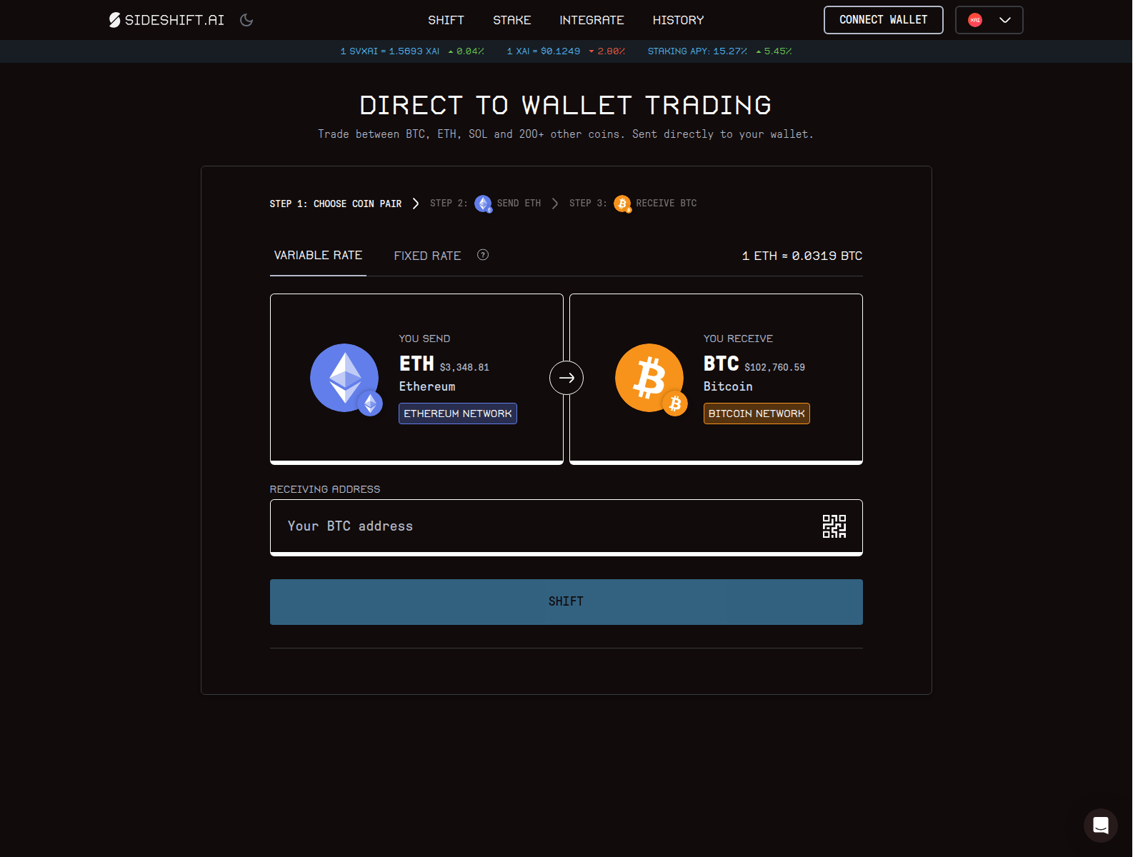 Forensic screenshot of sideshift.eth-btc.pro