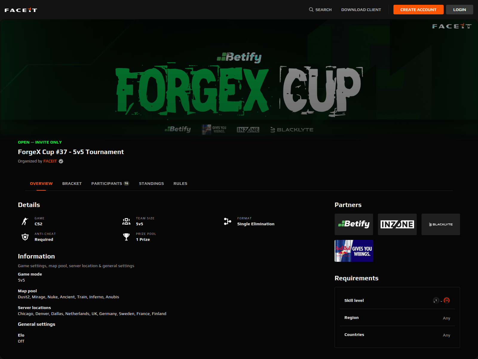 Screenshot of faceit.cup37.com