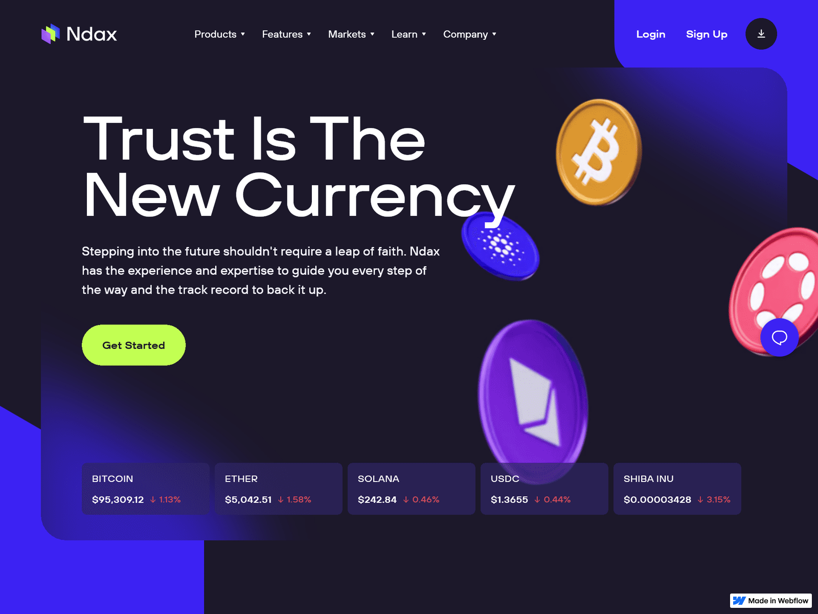 Screenshot of portal----ndax-io---cdn-auth-login.webflow.io