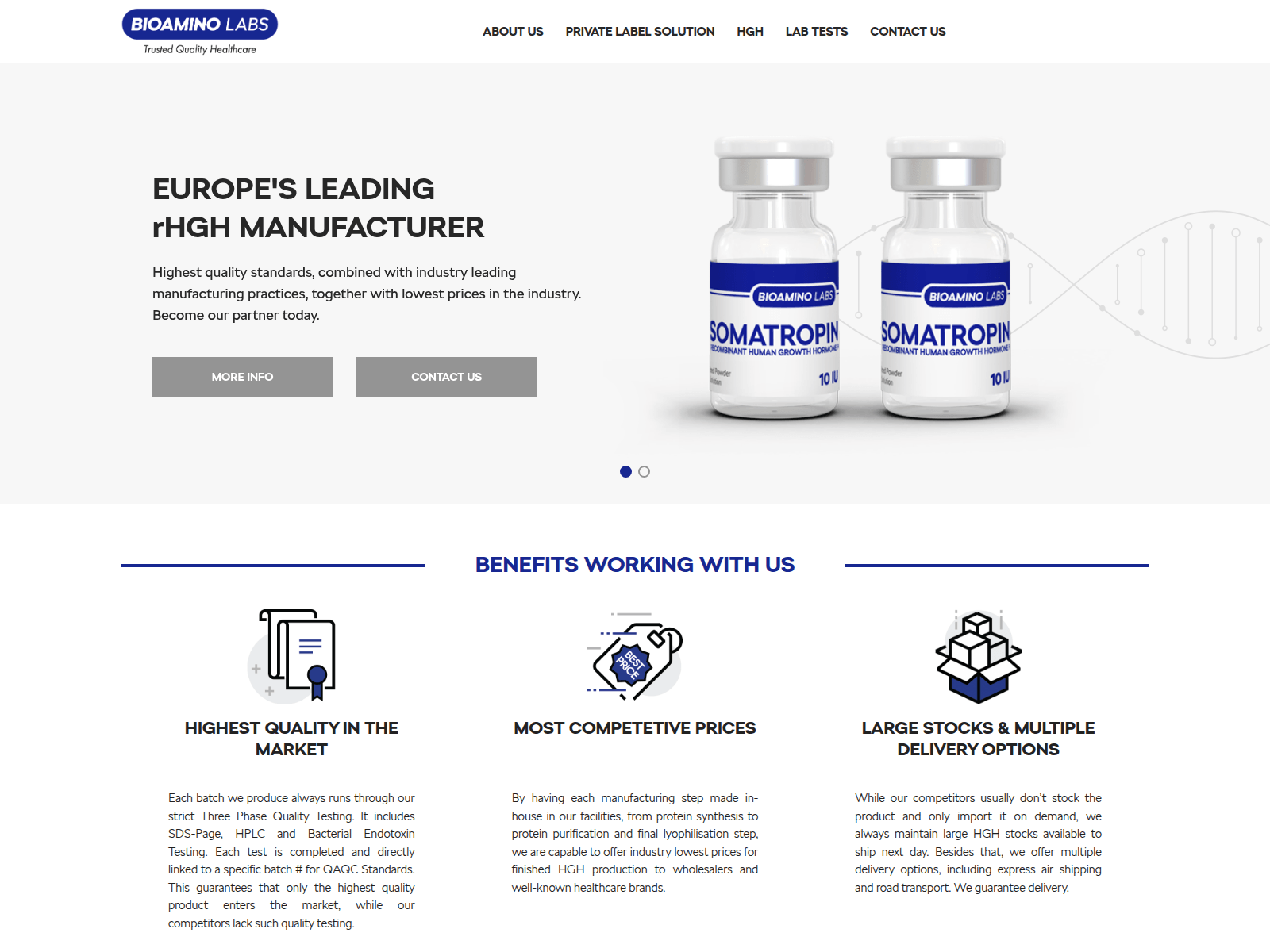 Screenshot of bioaminolabs.com