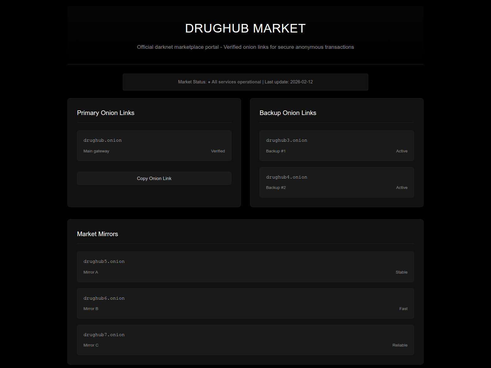 Screenshot of drughub-market-onion.org