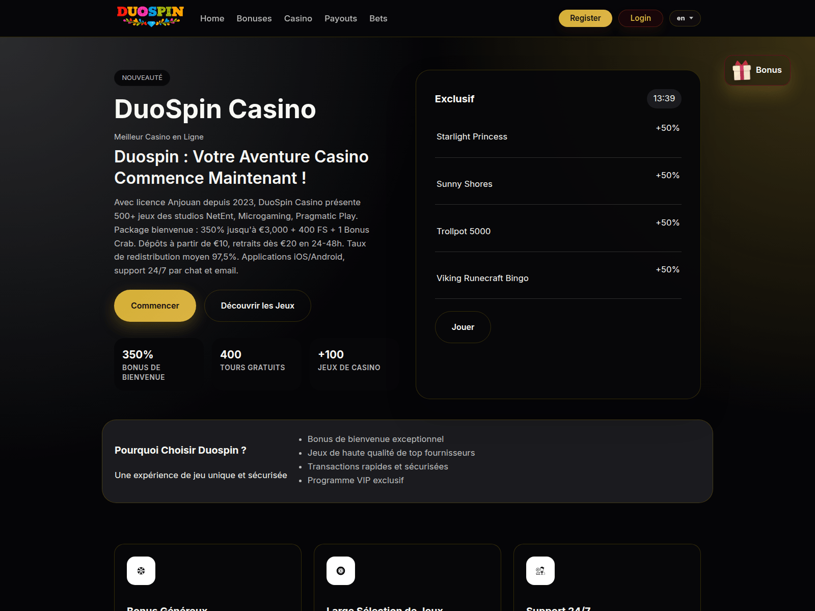 Screenshot of duospinfr.com