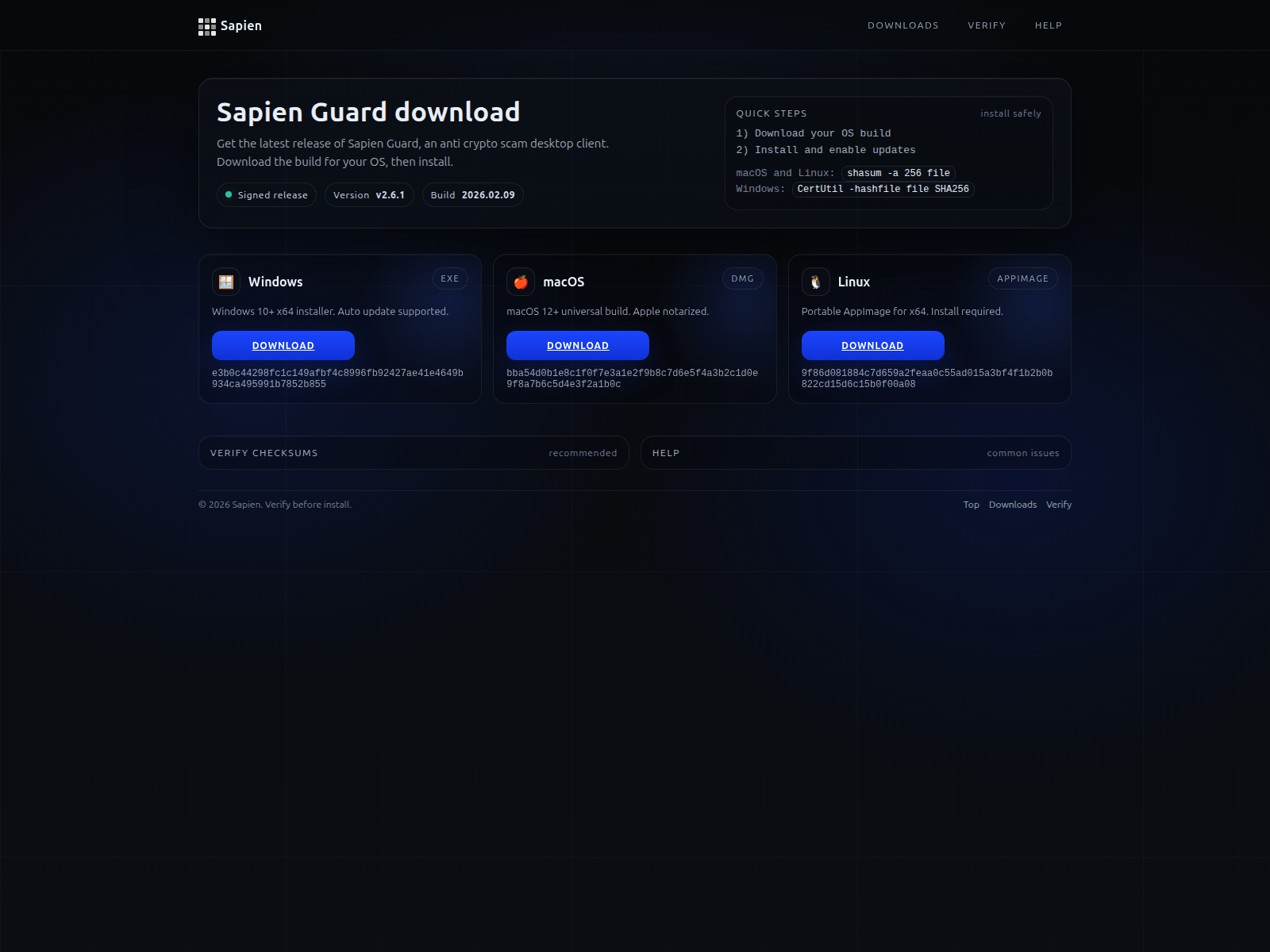 Screenshot of sapienguard.info