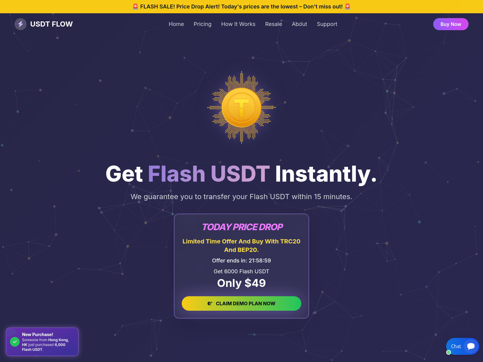 Screenshot of usdtflashtokens.club