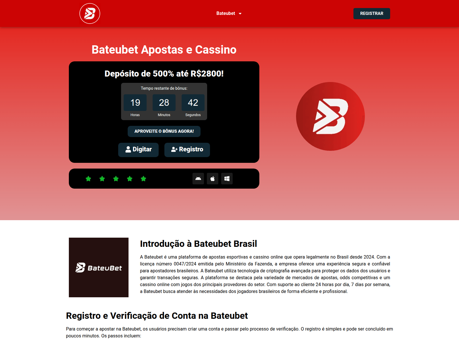 Screenshot of bateubetbrazil.com