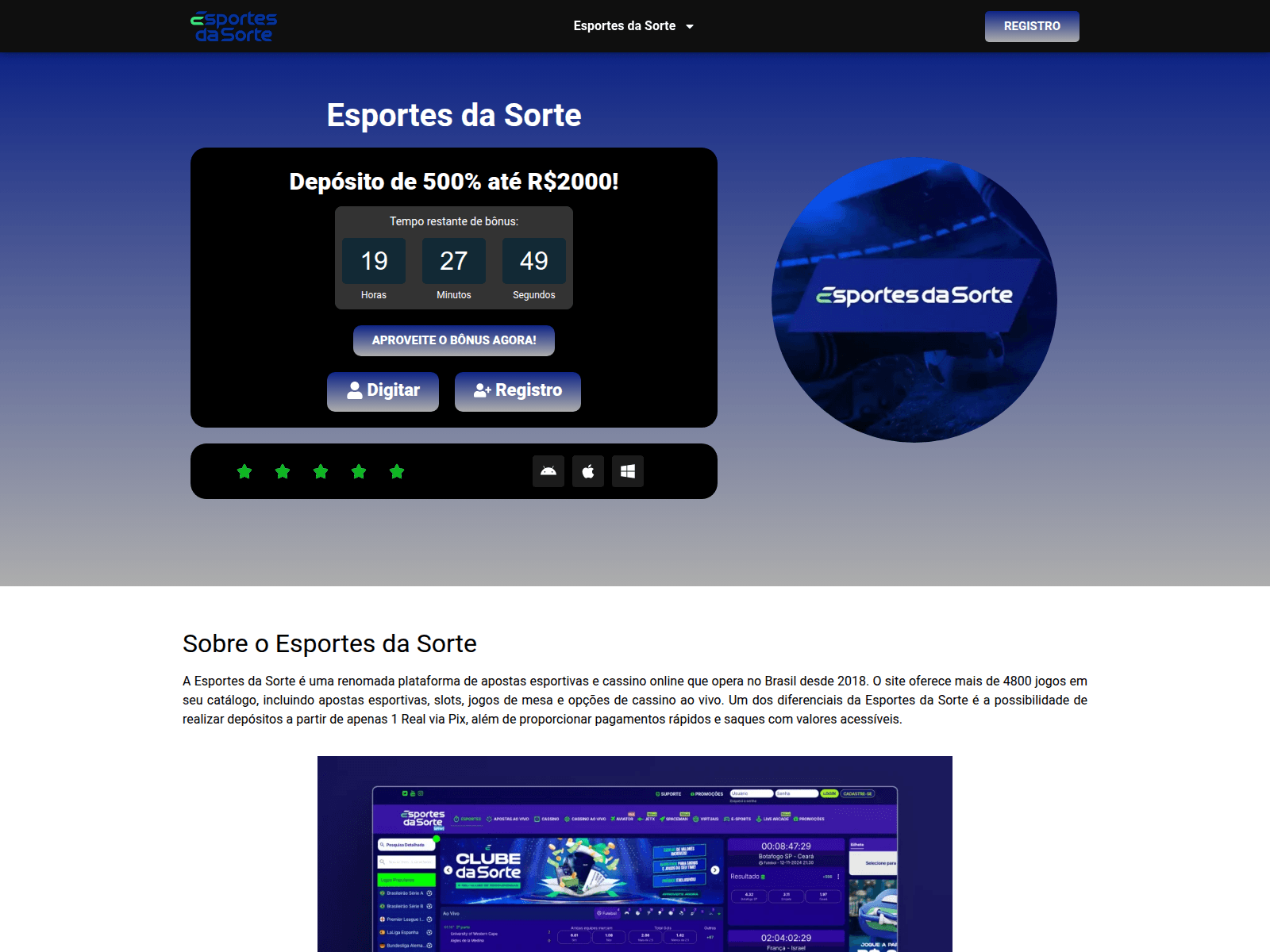 Screenshot of esportesdasortebrasil.com