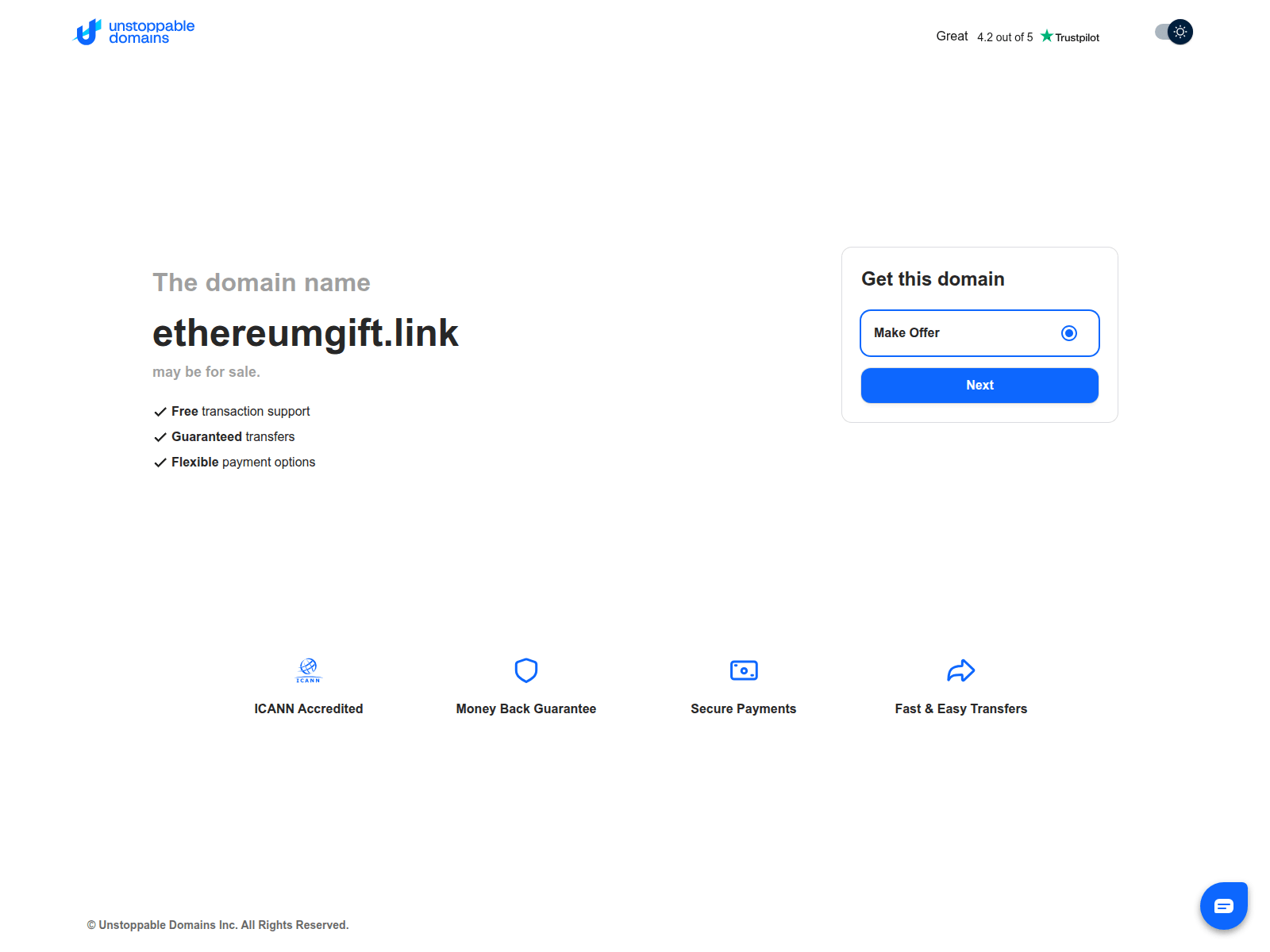 Screenshot of ethereumgift.link