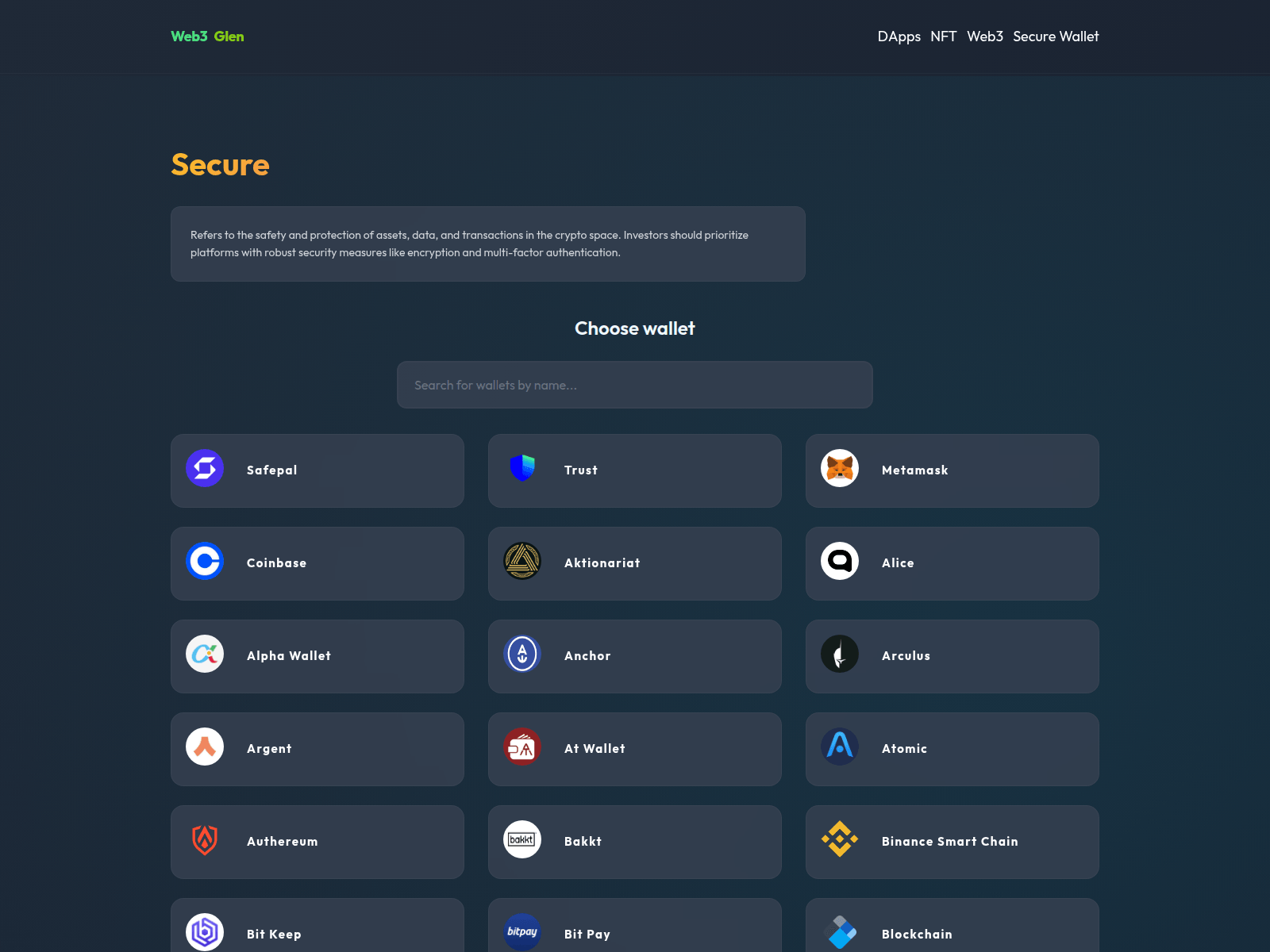 Screenshot of web3glen.com