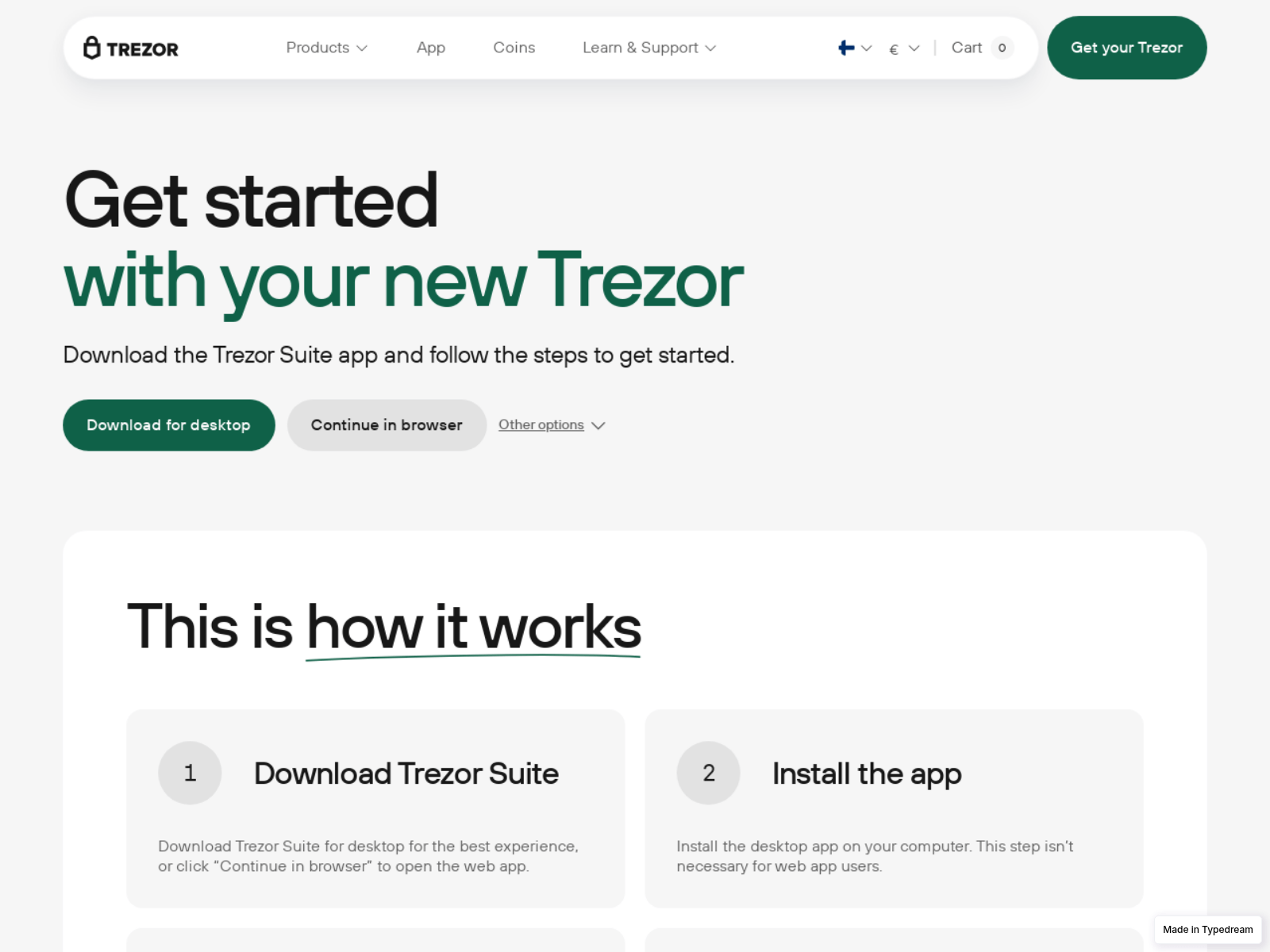 Screenshot of io-web-trezzr-start-login-us.typedream.app