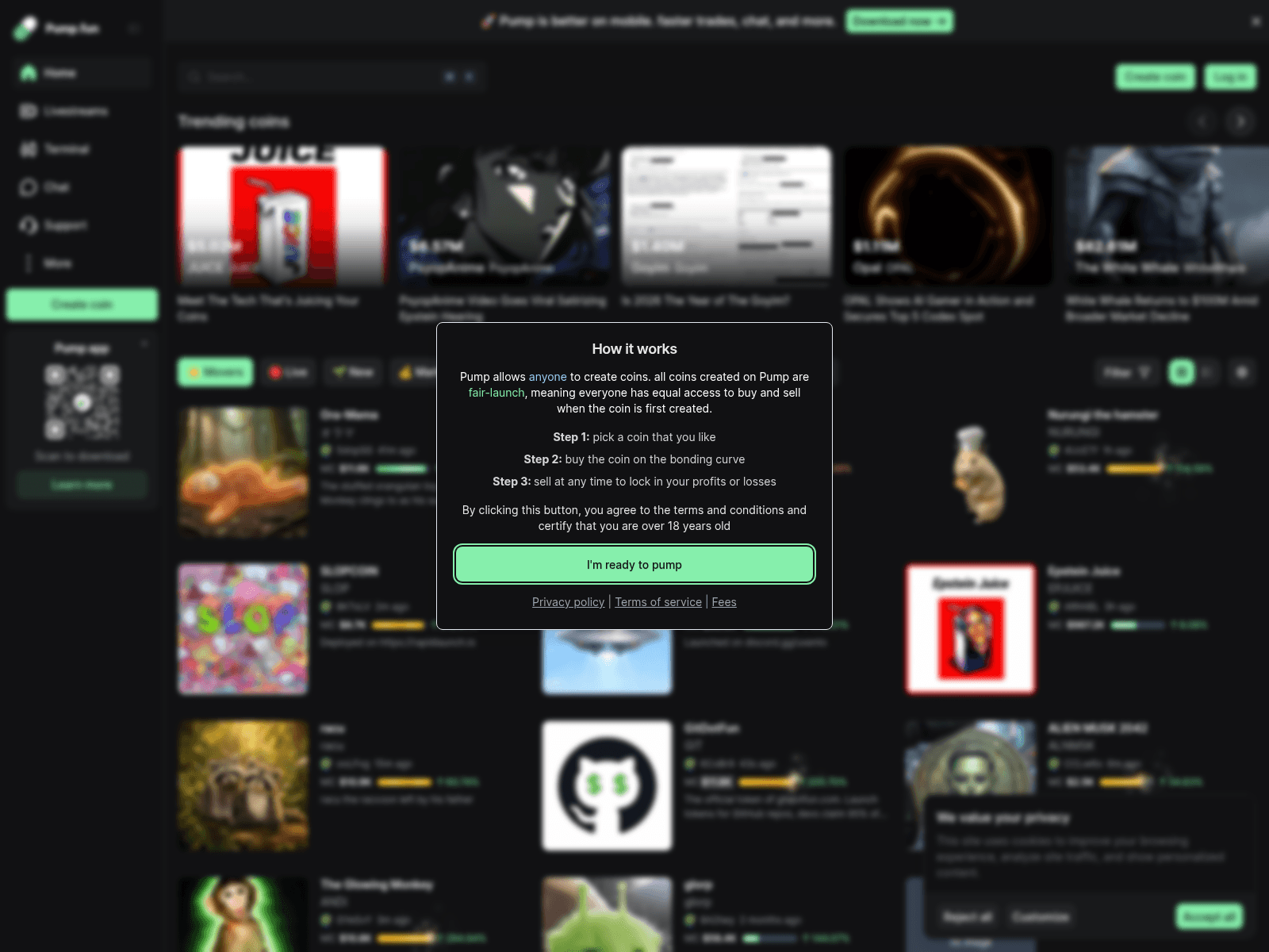 Screenshot of cfpump.fun