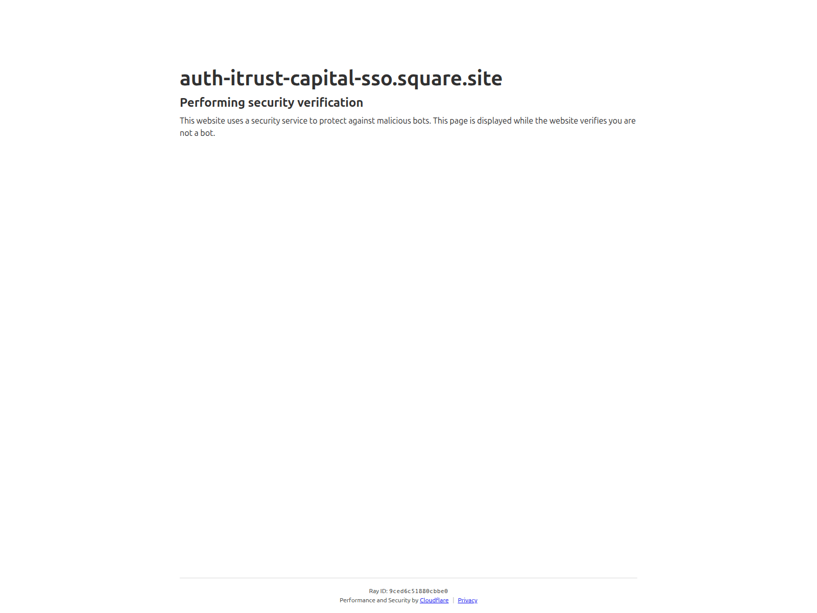 Forensic screenshot of auth-itrust-capital-sso.square.site