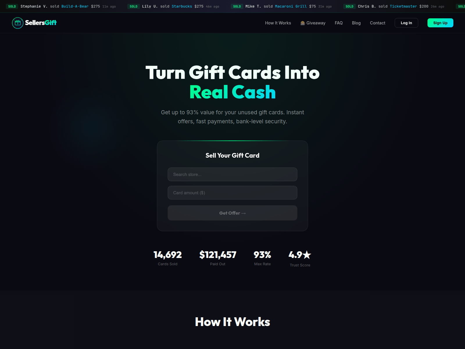 Screenshot of sellersgift.com
