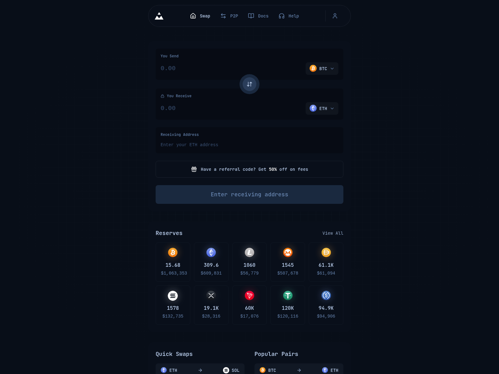 Screenshot of zenithswap.org