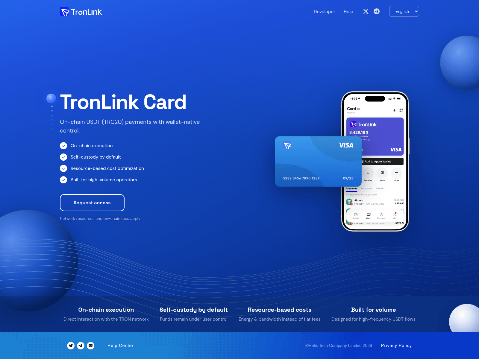 Screenshot of tronlinkcard.com