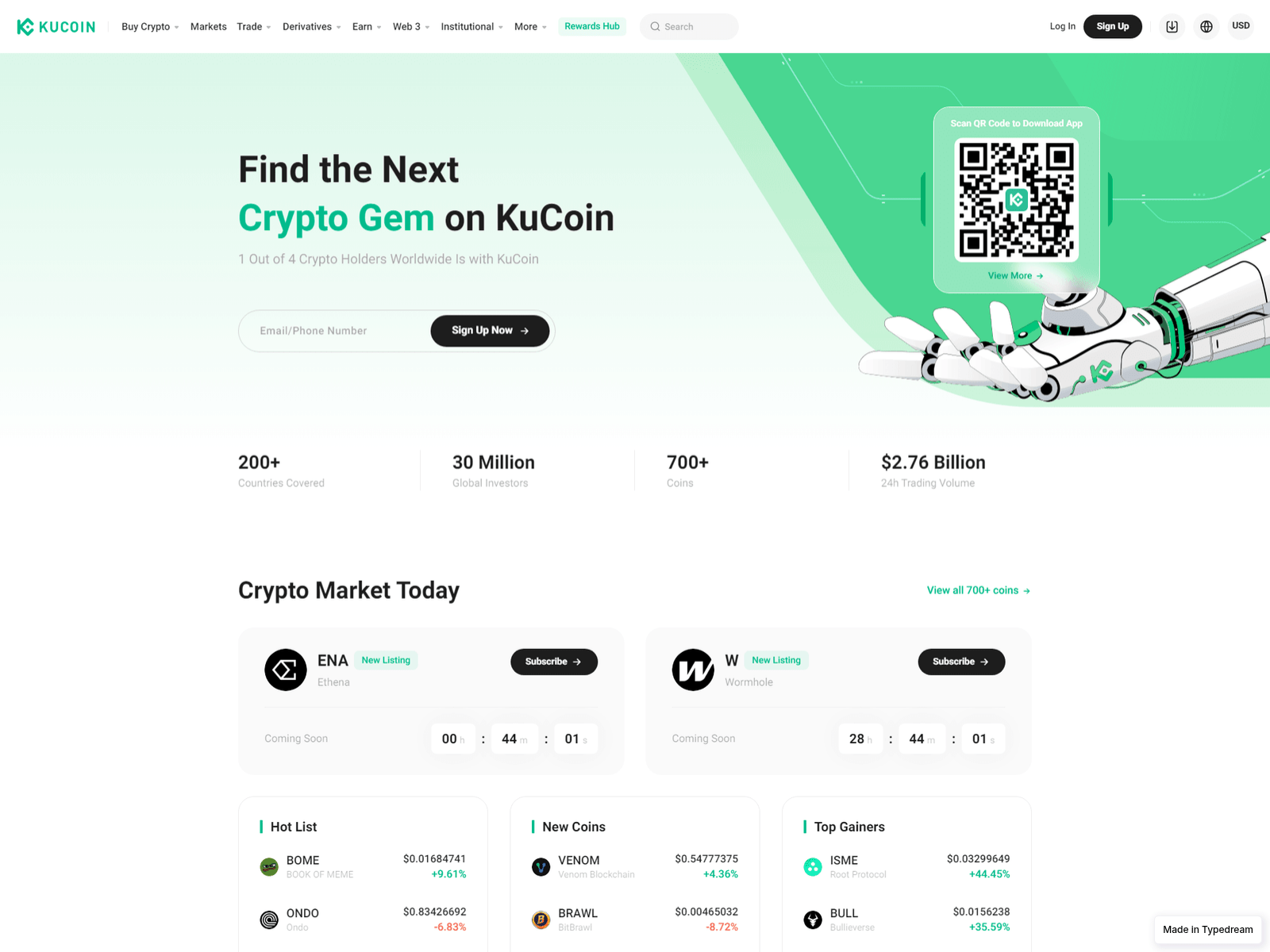 Screenshot of get-cloud-kucoin-login-en.typedream.app