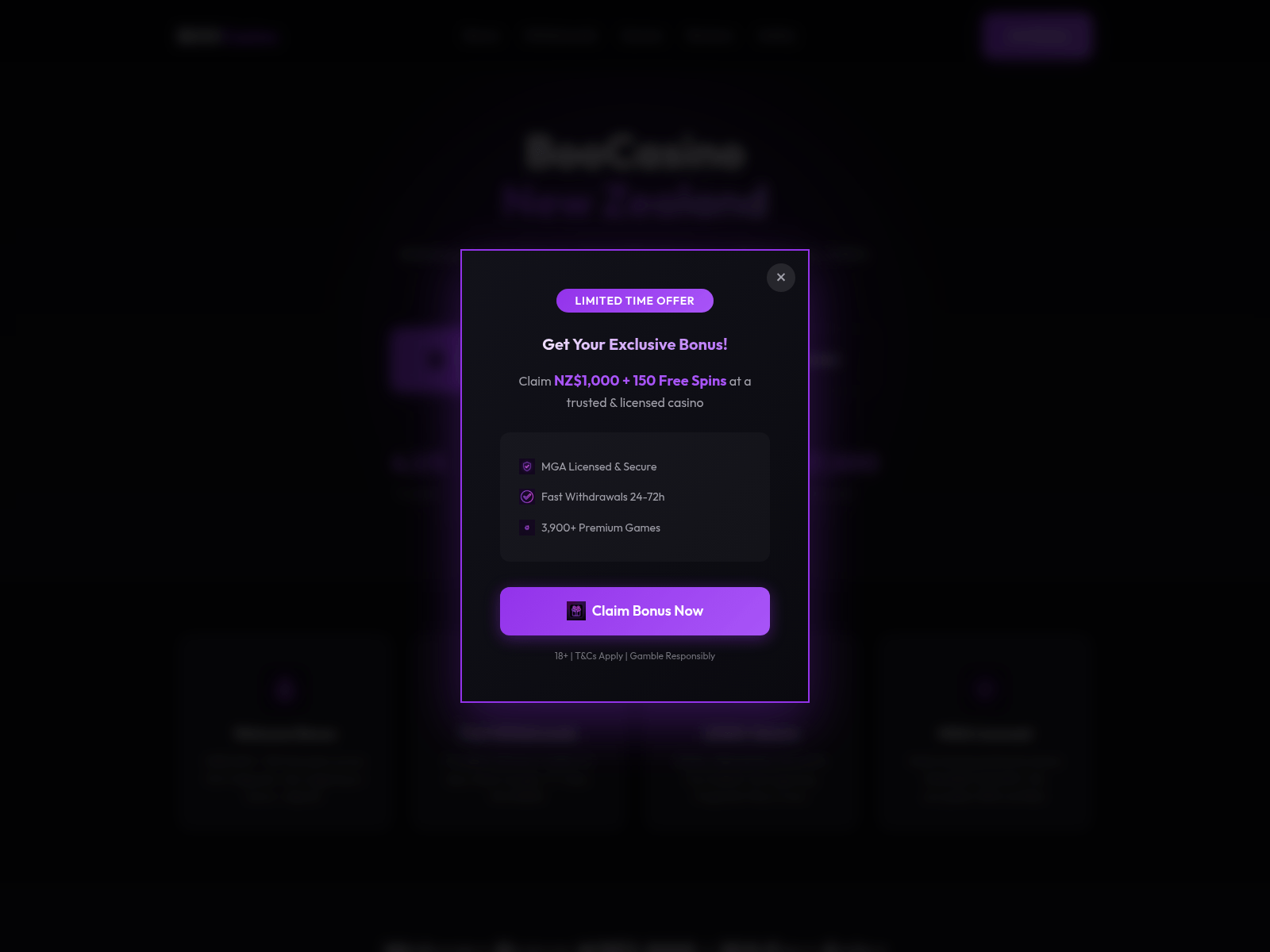 Screenshot of booocasino-nz.com