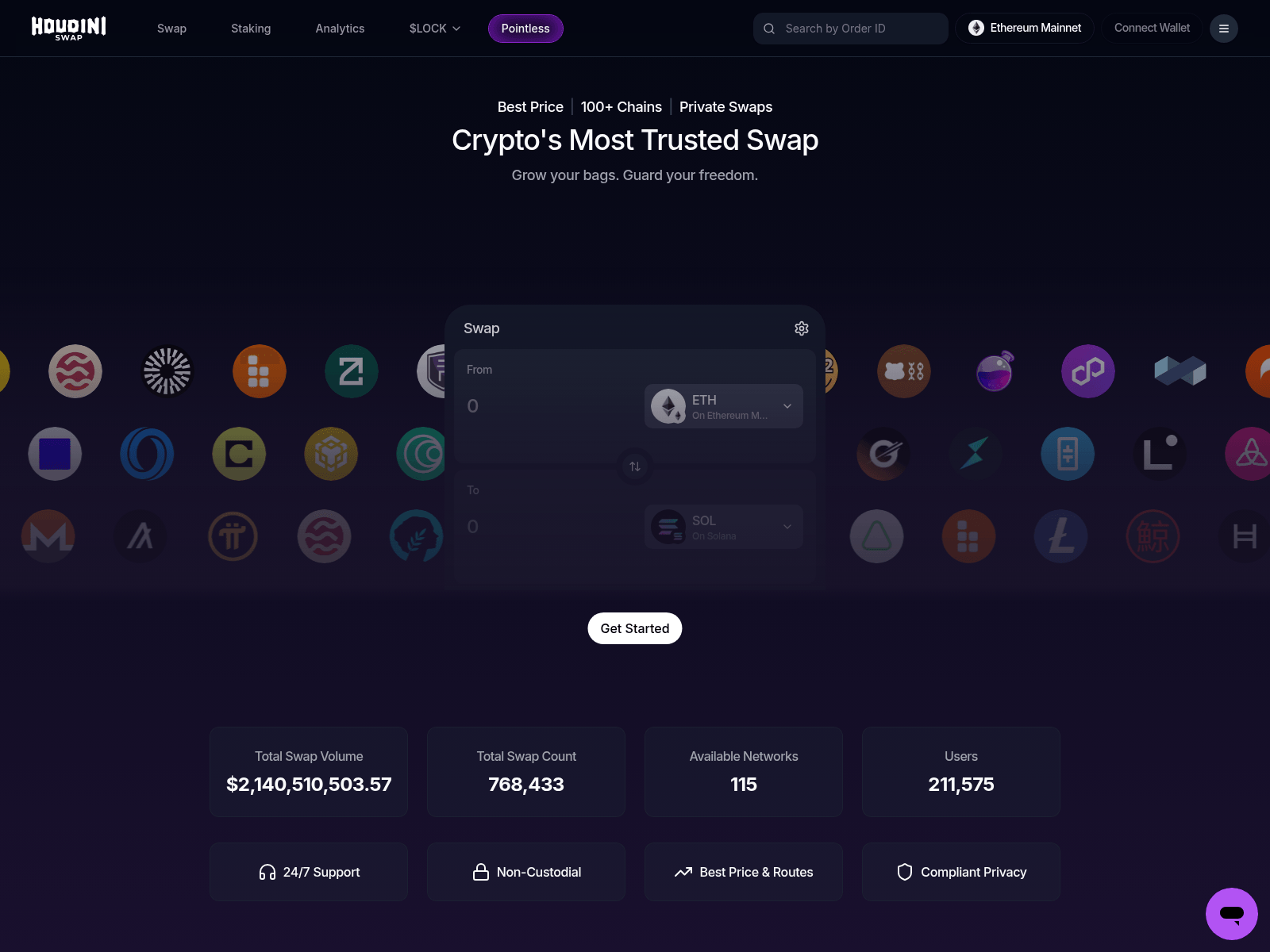 Screenshot of houdinidwap.com
