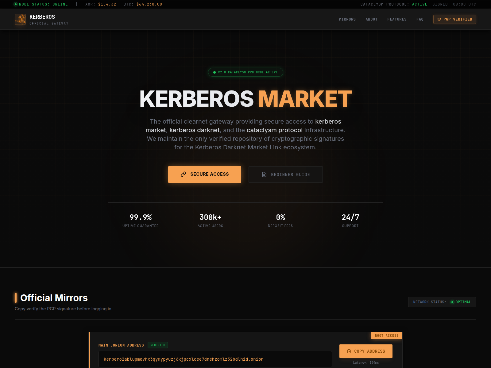 Screenshot of kerberos-darknet.org